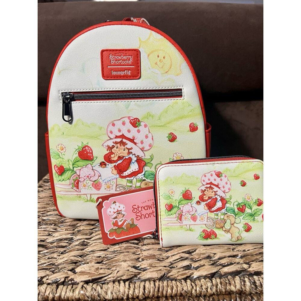 Loungefly Strawberry Shortcake Gardening Mini Backpack Wallet Set